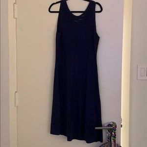 Navy sleeveless ribbed dress